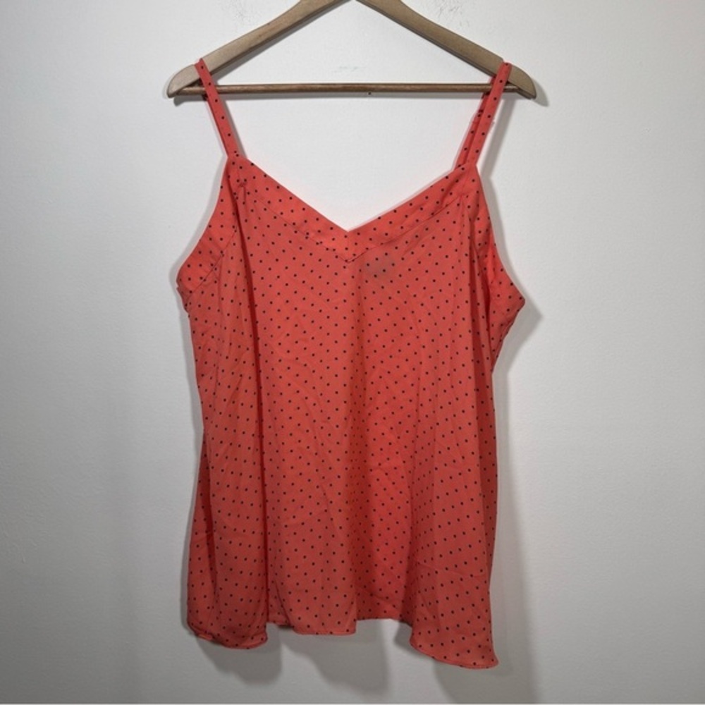 Torrid Women's Camisole Tank Top sz 1X Orange Black Polka Dots Adjustable Loose